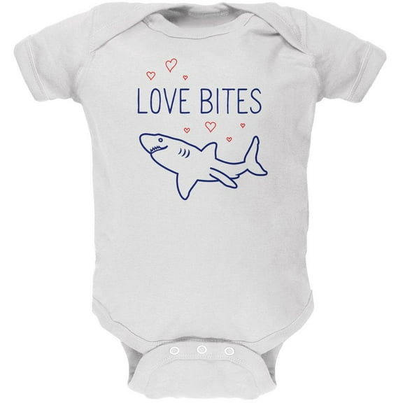 Shark Sharks Love Bites Soft Baby One Piece White 3-6 M