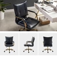 thumbnail image 3 of Tina's Home Luxury Faux Leather Office Chair with Golden Accents, Adjustable Swivel Ergonomic Desk Chair for Executive Comfort and Style Navy, 3 of 11