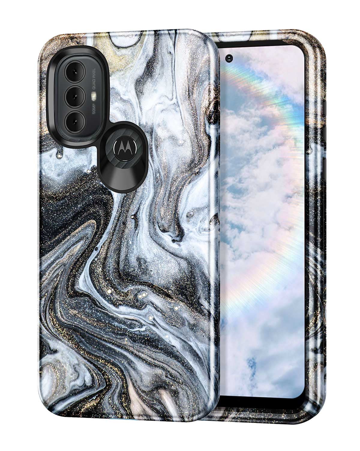 CASEFIV for Motorola G Power 2022 Case,Marble Pattern Heavy Duty