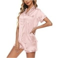 thumbnail image 4 of BONIXOOM Christmas Pajamas For Women Thanksgiving Pajamas Sleepwear None Short Sleeve Sleep Shorts Solid Pink M, 4 of 6