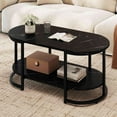thumbnail image 4 of Costway White Marble Coffee Table Modern 2-Tier Center Table with Open Storage Shelf Black Marble Pattern, 4 of 10