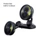 thumbnail image 3 of Kenally Ventilador de 3 velocidades para coche, dispositivo de refrigeración portátil para vehículos de viaje de verano Kits de molduras para tableros de automóviles F404 Cabeza doble Kenally VI015464-01B, 3 of 6