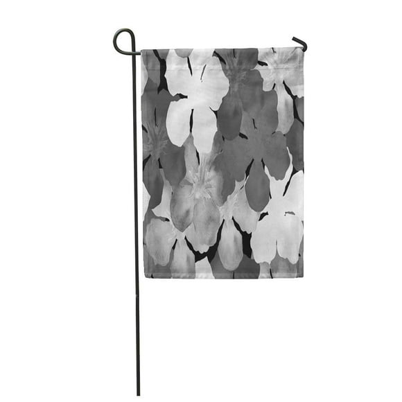 POGLIP Hawaiian Watercolor Black and White Floral Tropical Hibiscus and Oleander Garden Flag Decorative Flag House Banner 12x18 inch