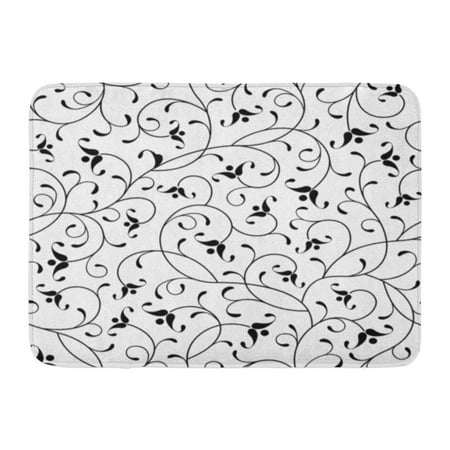 Oriental Door Mats SIDONKU Pattern Floral Oriental Black White Swirl Flower Scroll Elegant Doormat Floor Rug Bath Mat 23.6x15.7 inch ()