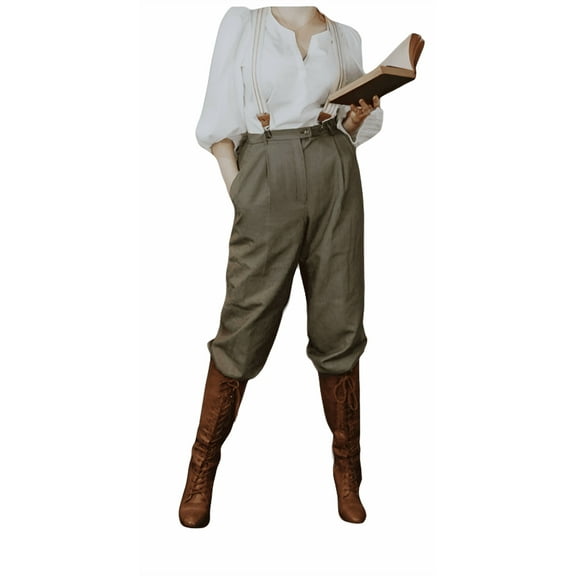 Womens Gray Polo Breeches – Baggy Jodhpurs Equestrian Sports Hunting Pants