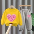 thumbnail image 2 of Girls Outfit Set Cute Flower Print Long Sleeved Sweatshirt Pants 2Pcs Set for 6-24 Months 2T 3T 4T 5T 6T Children Yellow,4-5 Years, 2 of 4