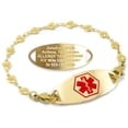thumbnail image 1 of MedicEngraved Yellow Gold Stainless Steel Custom Medical Alert Bracelet - 5mm Heart Link, 1 of 7