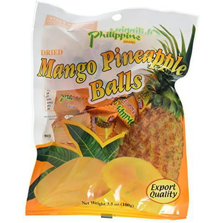Philippine Brand Dried Mango Pineapple Balls 3.5-Ounce Pouches (Pack of