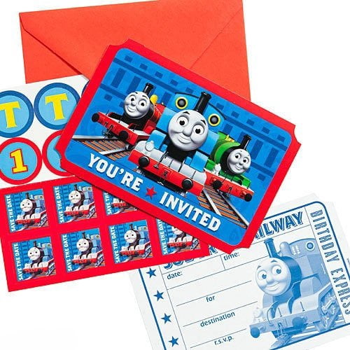 Thomas Die Lokomotive Geburtstagseinladungen – 8 Stück, 11,4x15,5 Cm, Mit Roter Zugband-Karte Zum Ausfüllen