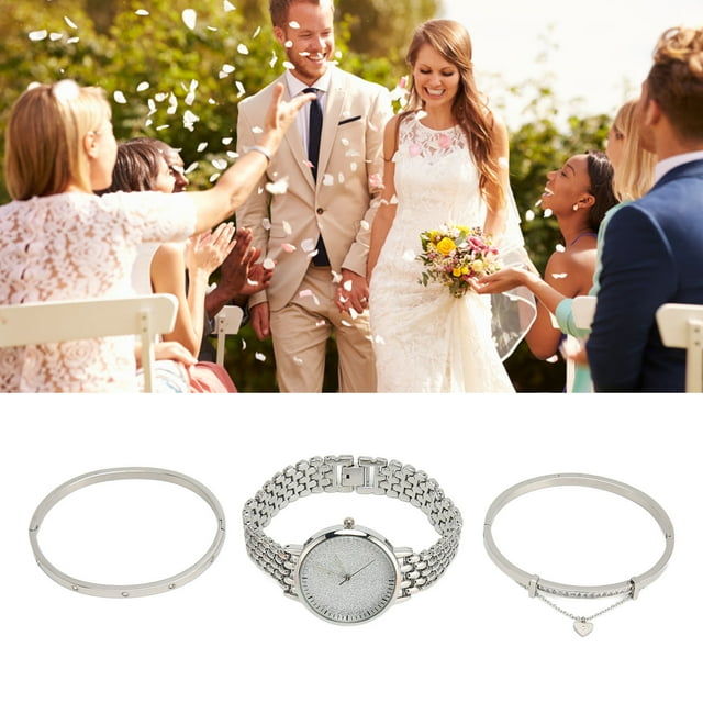 Conjunto De Pulsera De Reloj Para Mujer, Joyería De Pulsera De Reloj, Caja De Regalo Elegante Con Decoración De Diamantes De Imitación Empaquetada Para Vacaciones