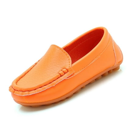 Generic Toddler Baby Girls Boys Soft Slip On Loafers Dress Flat Shoes Boat Shoes Casual Comfortable Breathable Shoes Autumn Winter Clothes for Home Outdoor Indoor3.5-4 Years Orange