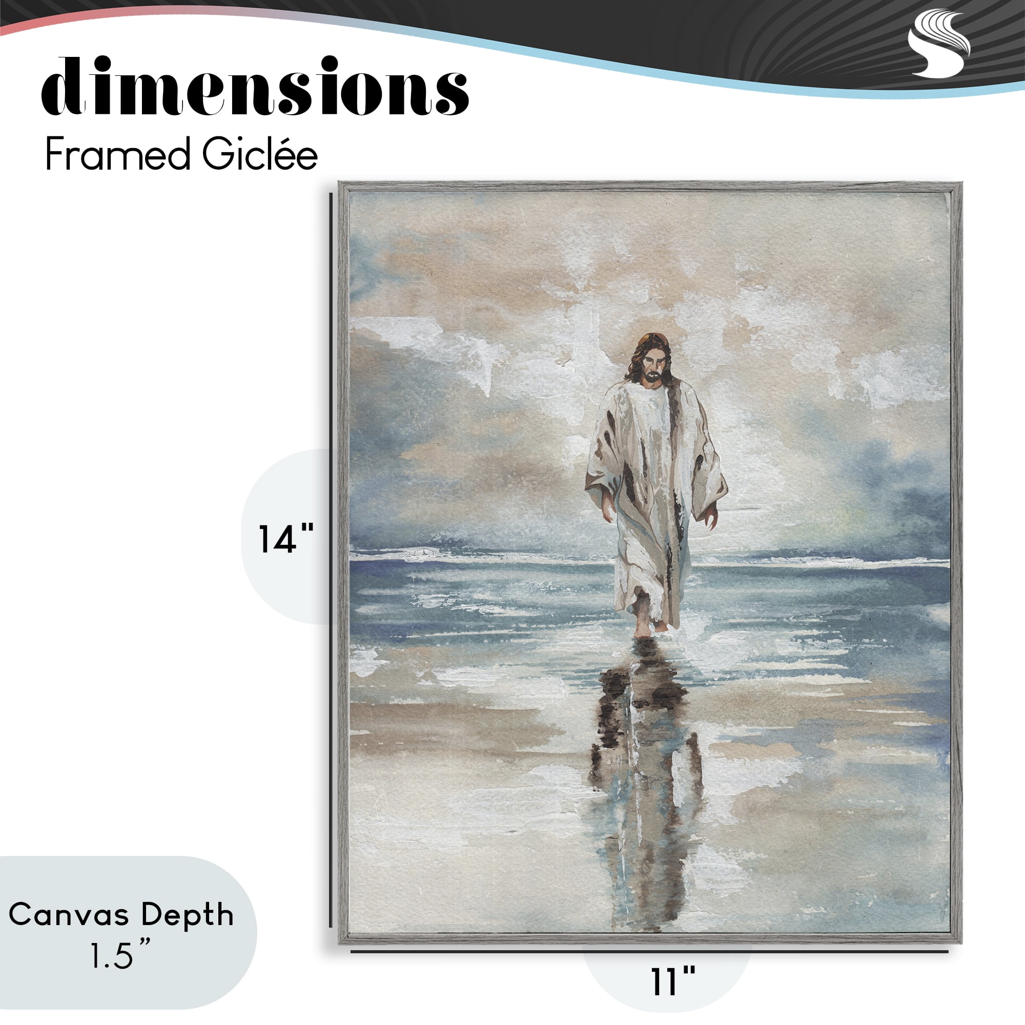 Stupell Industries Jesus on Water Gray Framed Giclee Art, design by Elizabeth Medley