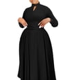 thumbnail image 3 of Women's Elegant Mock Neck A Line Ruffle Party Mini Dress A-line Pleated Dress, 3 of 8
