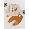 thumbnail image 3 of Halloween Baby Boy Girls Clothes 6M 12M 18M 24M 3Y Halloween Outfits Fall Winter Pumpkin Letter Sweatshirt Tops Pants Set, 3 of 10