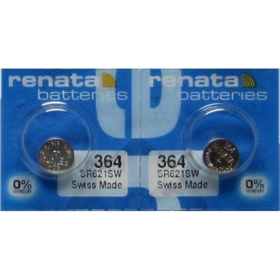 2 Renata 364 SR621SW Silver Oxide Zero Mercury Electronic Batteries
