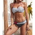 thumbnail image 4 of Women's Gray Halter Bandeau Striped Bikini, 4 of 18
