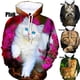 thumbnail image 2 of Sudadera con capucha con estampado de gato para hombre y mujer, ropa con estampado de gatos kawaii en 3D, divertida, estilo Harajuku, Y2K, 2 of 5
