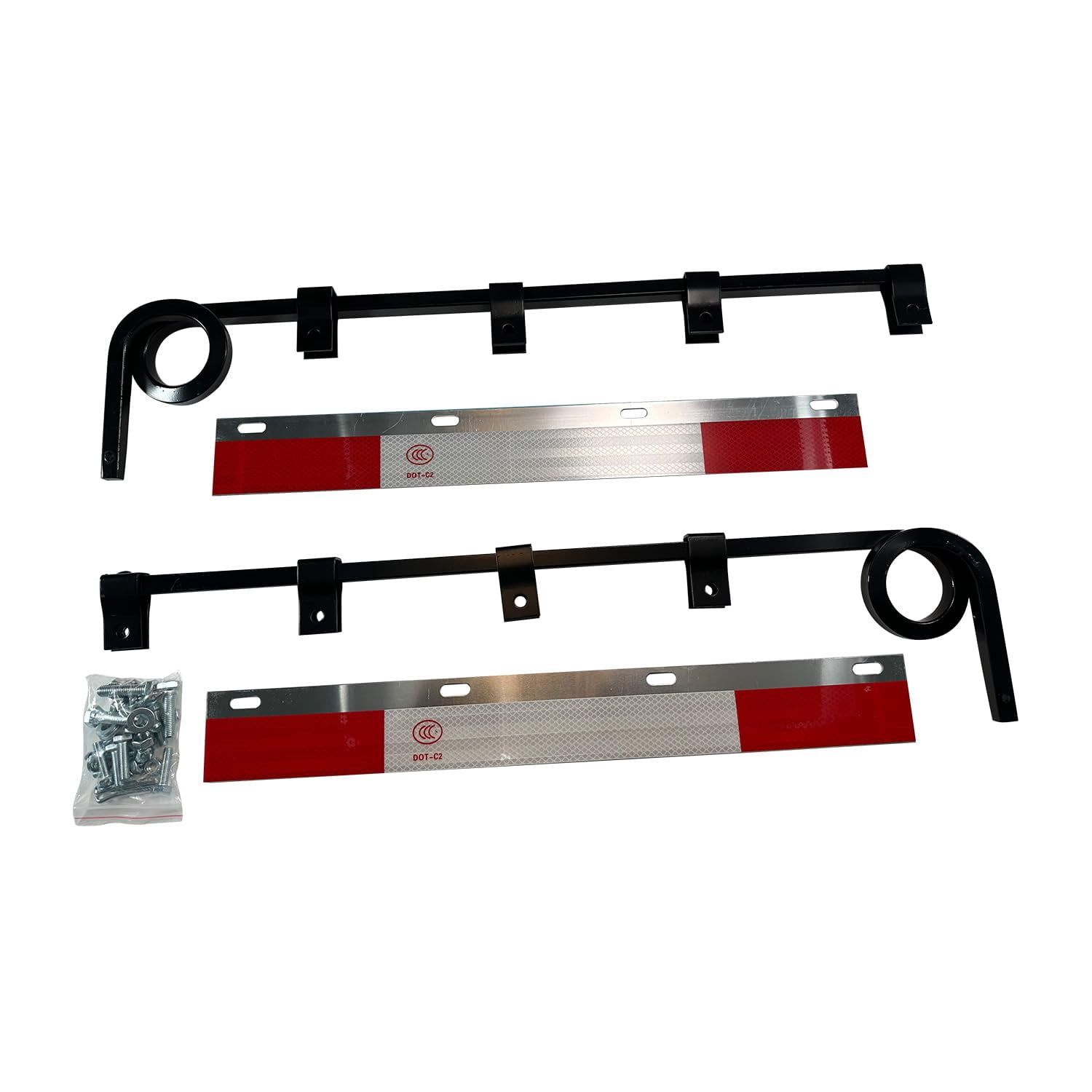 BST BSSP Pair Straight Mud Flap Hangers Kit Suspension 1 Coil Dampening Springs Semi Truck Mudflaps Steel Bracket,w/Aluminum Mud Flap Reflector for Universal Trucks Trailers, RVs Kenworth Peterbilt