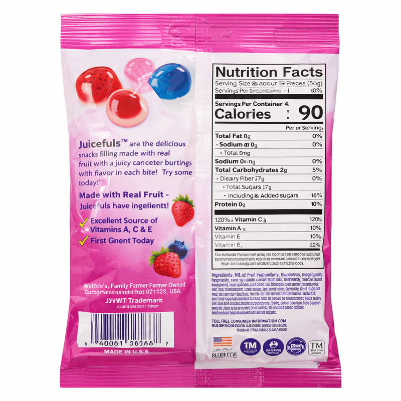 Welch’s Juicefuls Juicy Fruit Snacks Berry Blast – 12 Pack, 4 oz Bags, Real Fruit Filled Gummies