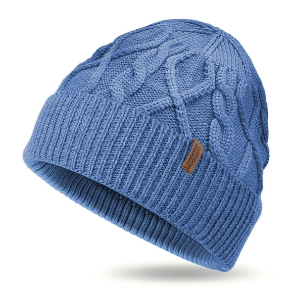 Merino Wool Beanie, Unisex Cable Knit Hat, Daily Rib Cuff Beanie, Warm Winter Cap