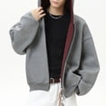 thumbnail image 5 of KHONTS Zip up Reversible Hoodies for Men Long Sleeve Casual Fall Winter Comfort Fashion Unisex Jacket Coat Grey L, 5 of 8