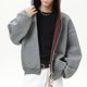 thumbnail image 4 of MHFRRA Sudadera con Capucha de Estilo Pesado para Otoño, con Forro En contraste, Chaqueta Corta Deportiva, Ropa Informal para Exteriores Gris, 4 of 7