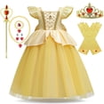 thumbnail image 3 of Vestido de princesa Bella, Rapunzel, Cenicienta para niñas, disfraz de Cosplay para niños, La Bella y la Bestia, traje de fiesta de carnaval, cumpleaños y Navidad para niños, 3 of 5