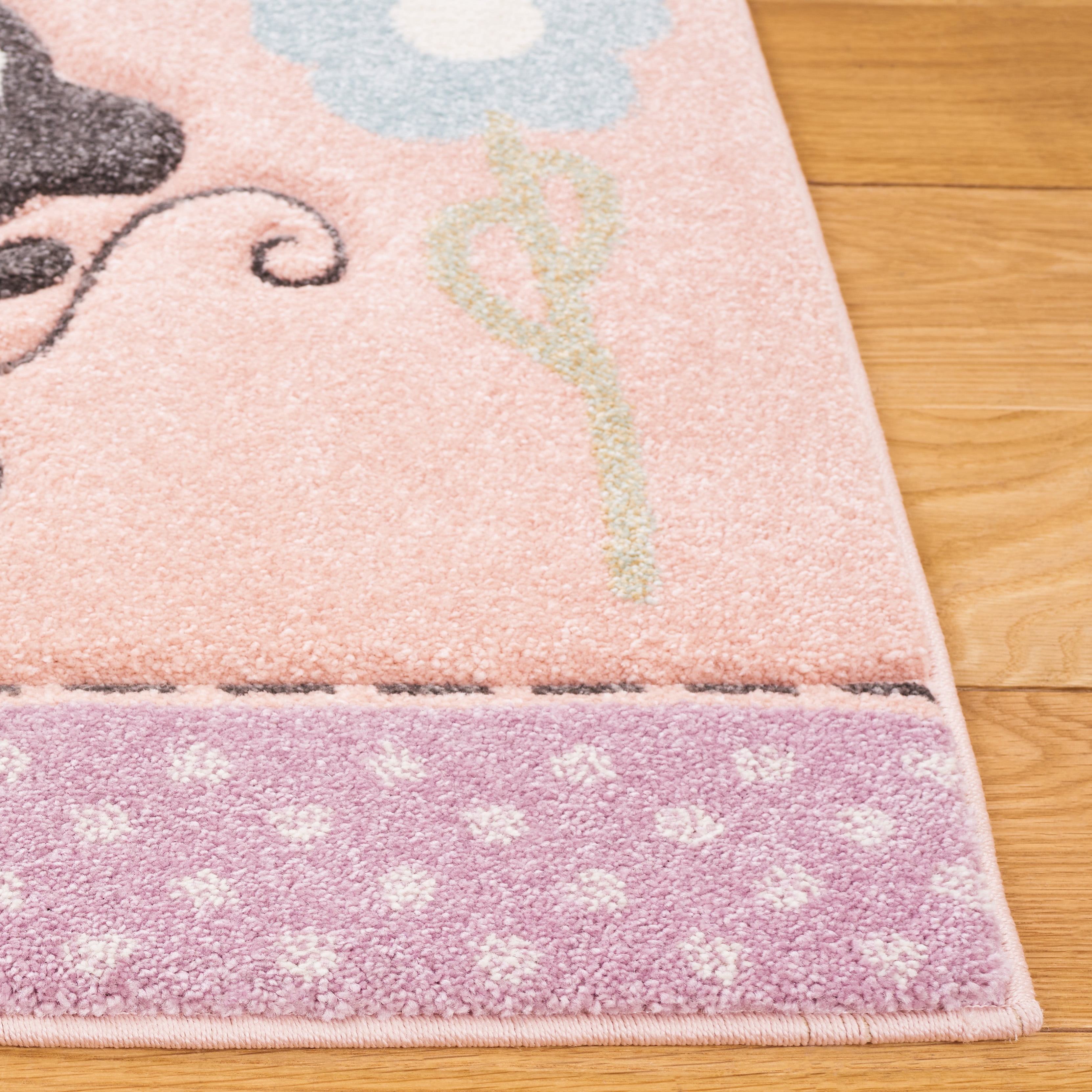 SAFAVIEH Carousel Kids Taneka Animals at Play Area Rug, Blush Pink, 6'7" x 6'7" Square