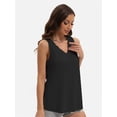 thumbnail image 5 of 3-pack Black Womens Tank Tops V Neck Summer Trendy Casual Loose Fit Flowy Sleeveless Shirts, 5 of 6