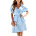 thumbnail image 3 of Lucakuins - Vestidos con forro en A para mujer, manga corta, cuello en V, corte casual, fiesta, primavera, verano, vestido Lucakuins moda, 3 of 9
