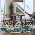 thumbnail image 3 of Round Rugs 7 Ft, Blue Truck Spring Floral Non Slip Area Rugs for Kitchen Bedroom Entryway, Teal Plaid Butterflies Vintage Washable Carpet Runner Rug Floor Mats for Bedroom Home Decor, 3 of 9
