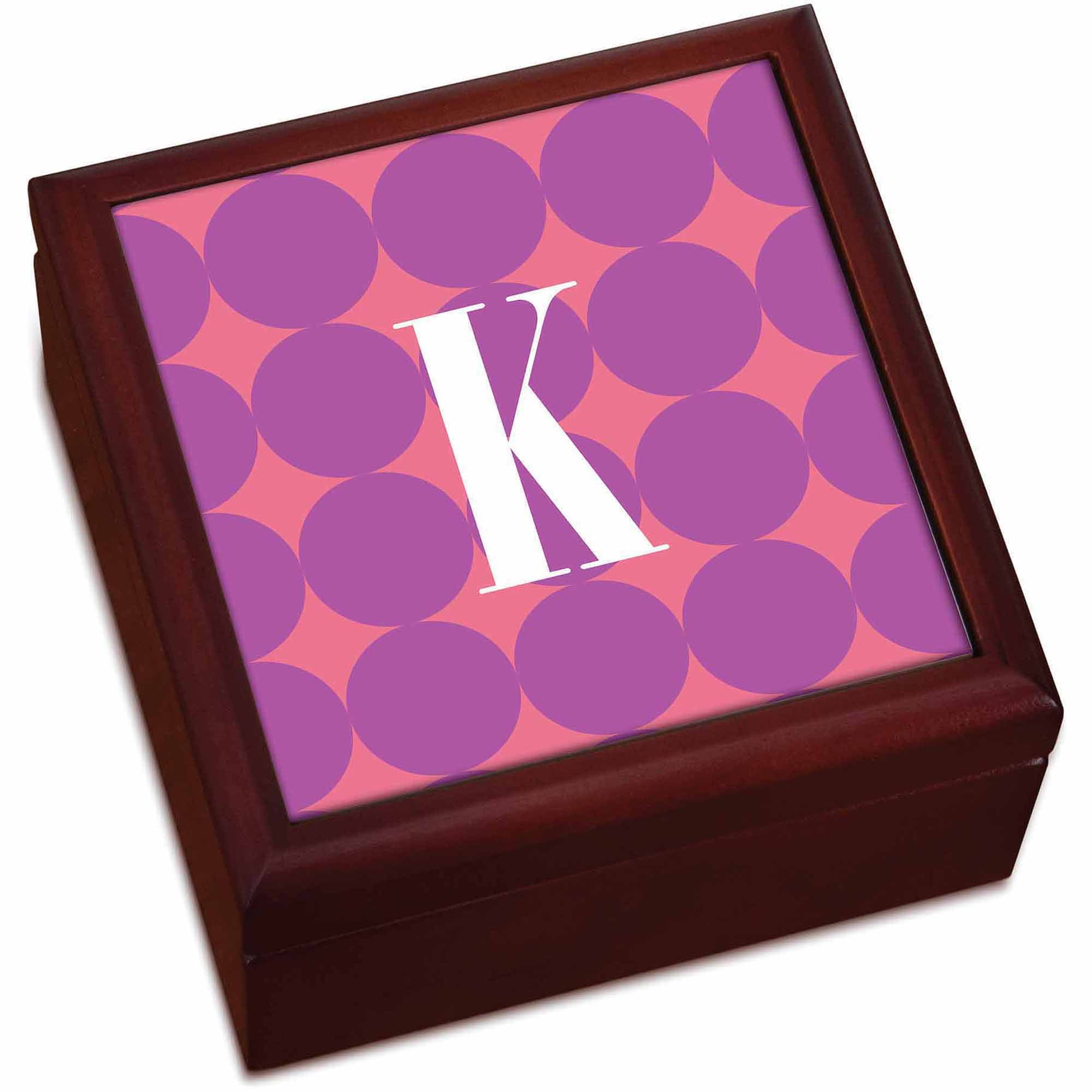Personalized Purple Polka Dots Keepsake Box