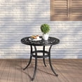 thumbnail image 4 of 23.6" Cast Aluminum Outdoor Side Table, Round Patio Coffee Table, Porch Table with Umbrella Hole for Outdoor, Bistro, Garden, Pool, Lawn, Backyard(Black), 4 of 5