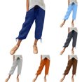 thumbnail image 3 of DuoJiaJ Womens Capri Pants, Elastic Waist with Pockets Loose Fit Casual Orange S, 3 of 7
