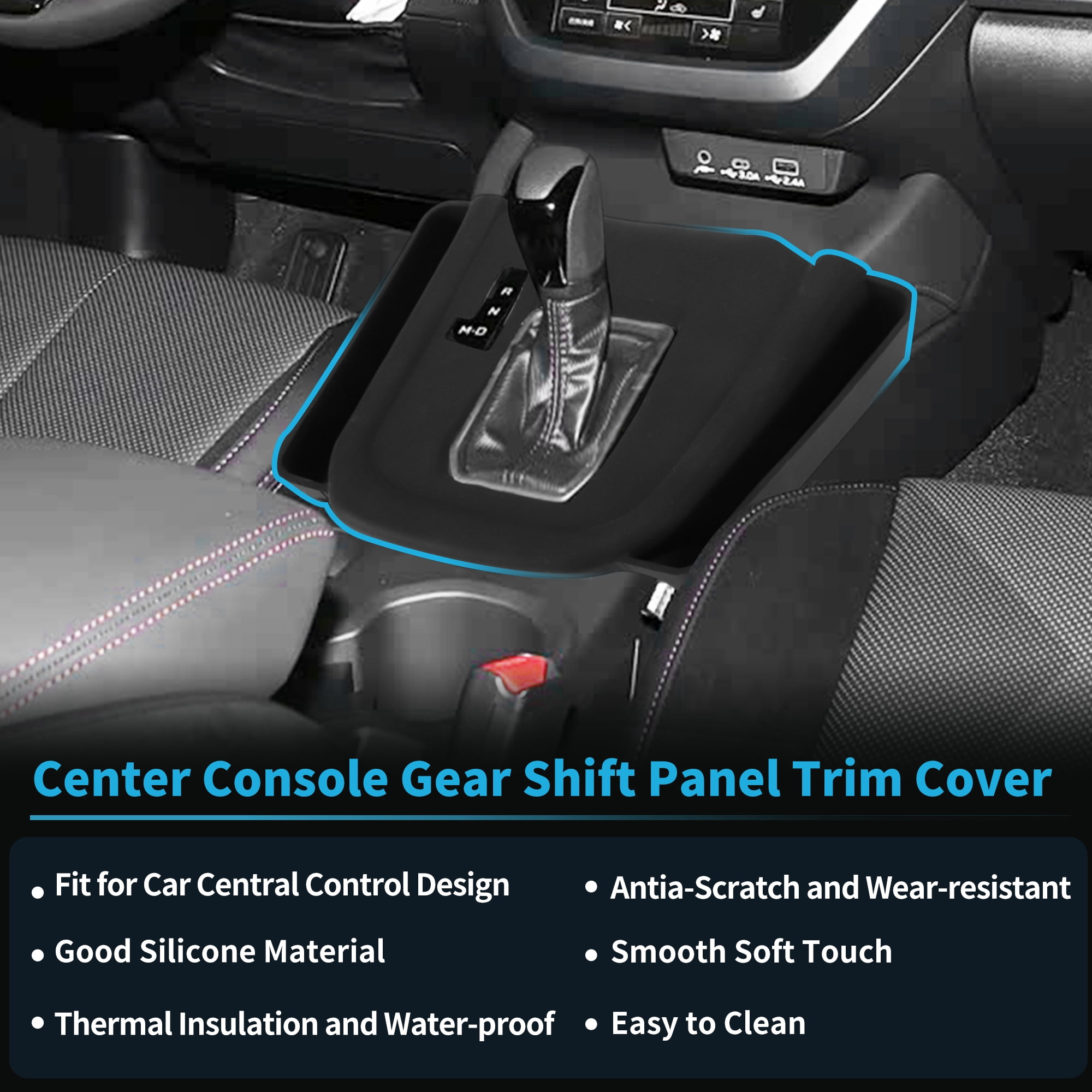 Unique Bargains Center Console Gear Shift Panel Trim Cover for for Subaru Forester 2025 Seat Side Seam Gap Storage Silica Gel Pad Unti-Scratching Cover Shift Knob Cover with 2 Slot Protection