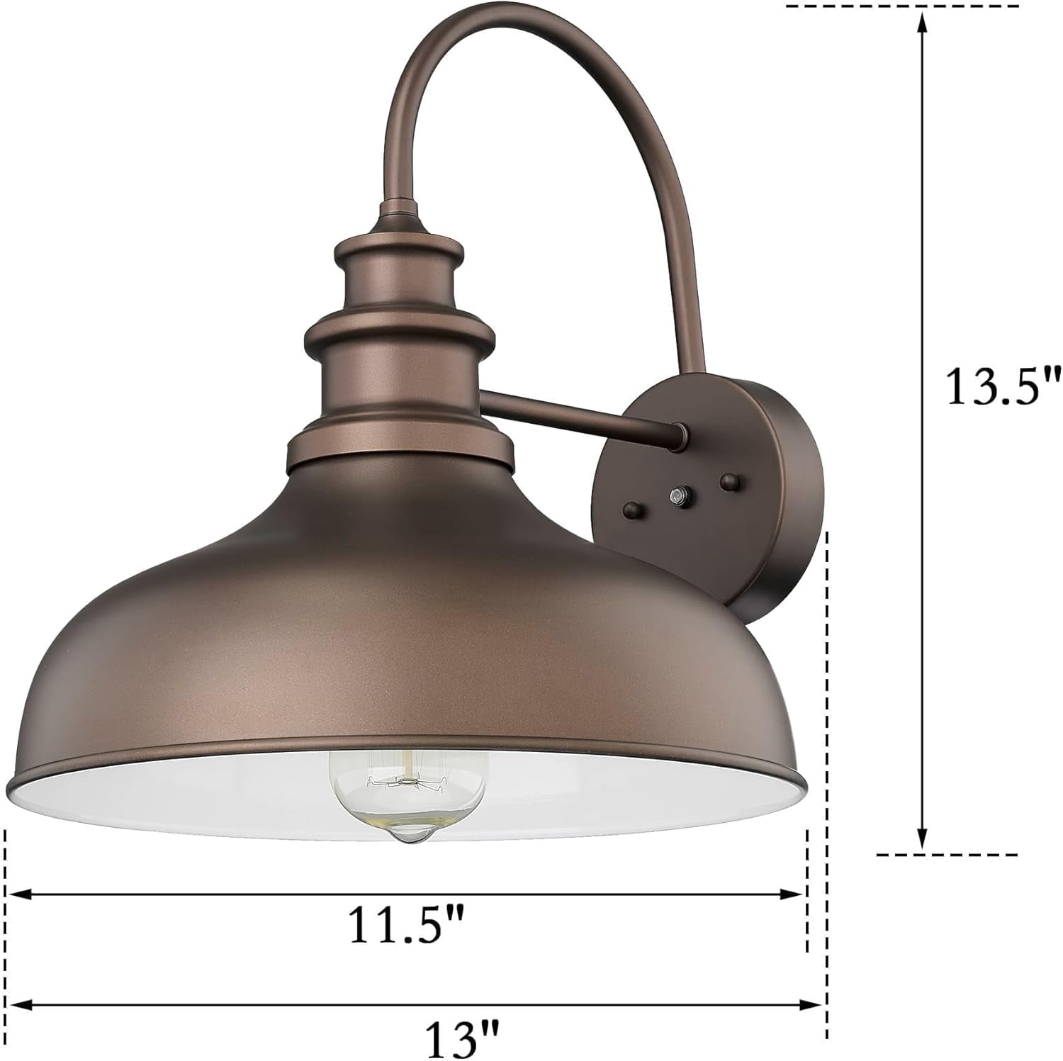 Dusk to Dawn Outdoor Barn Light Anti-Rust Outdoor Wall Sconce Farmhouse Exterior Lighting Fixture Wall Lantern Lamp for Porch,Garage(Oil rubbed bronze finish+ white interior, 2 Pack)