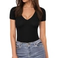 thumbnail image 2 of ORUYROP Combinaison à Manches Courtes et Manches Courtes Deep V Neck pour Vêtements pour Femmes, 2 of 5