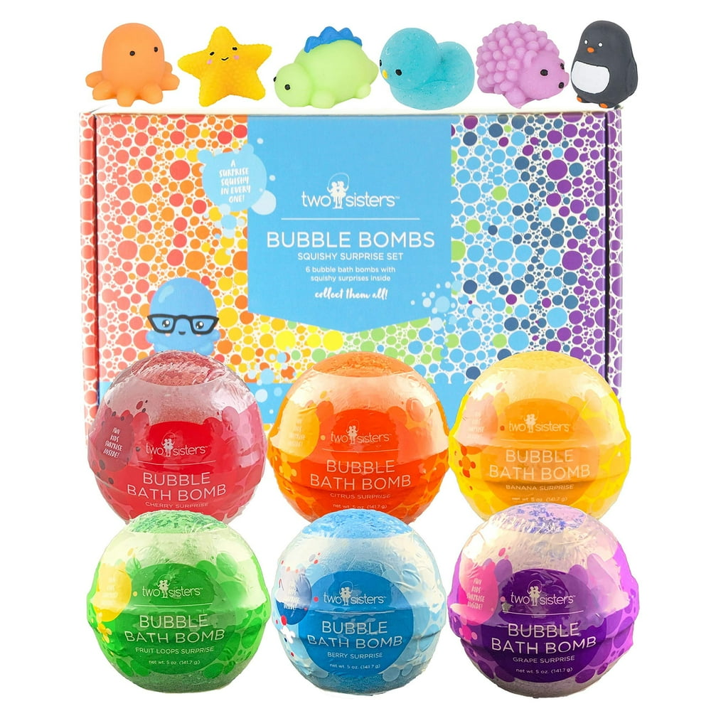 Squishy Bubble Bath Bombs for Kids with Surprise Squishy Toys Inside by