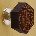 thumbnail image 2 of IBA Indianbeautifulart Brown Engraved Knobs Wooden Wardrobe Knobs Cabinet Drawer Pull 10 Pcs, 2 of 3