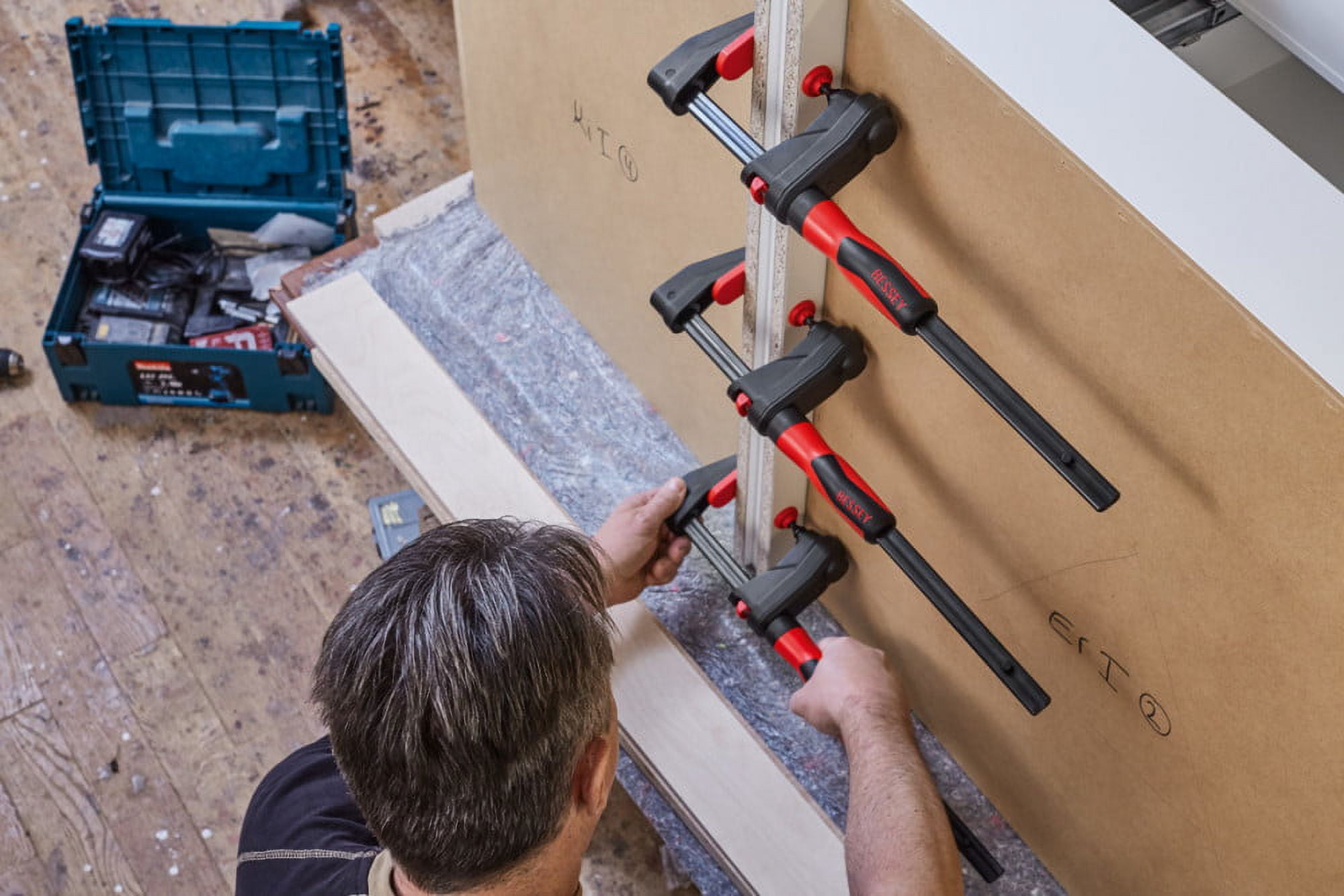 Bessey Bar Clamp, Plastic Handle and 2 3/8 in Throat Depth GK45