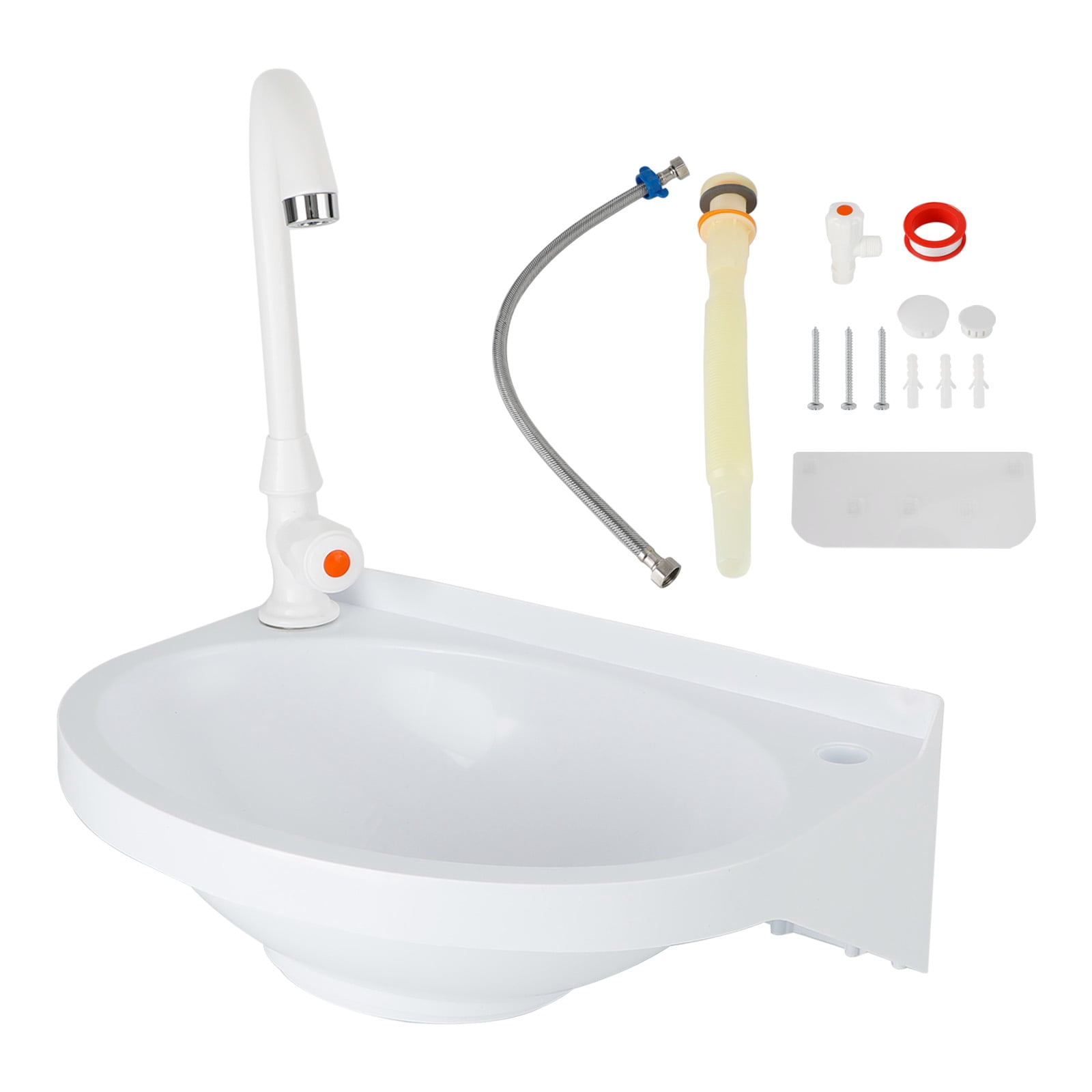 2-in-1 Outdoor Wall-Mounted Water Fountain & Faucet,  No-Punch Bathroom Wash Basin