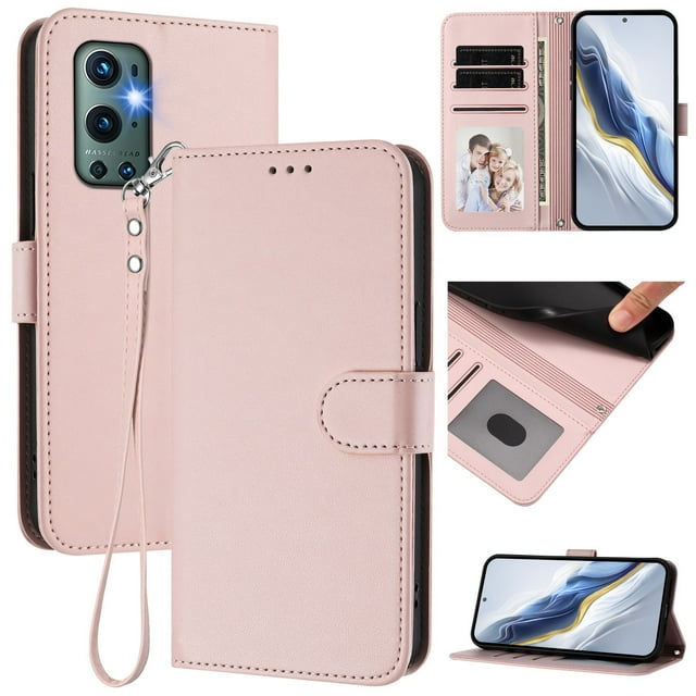 GANGXUN Wallet Case for OnePlus 9 Pro – Magnetic Closure, RFID Blocking, Wrist Strap, Wireless Charging Compatible