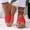 Red, variant on Women's Solid Color Peep Toe Wedge Slide Sandals Espadrille Platform Heel Slippers Soft Fabric Upper Non Slip Lightweight Summer Casual Outdoor Footwear