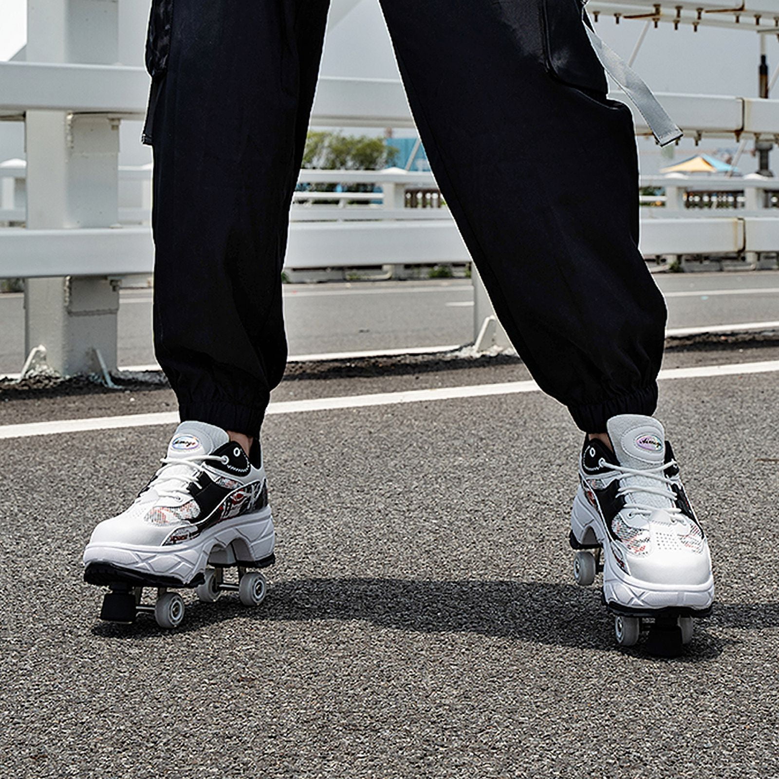 Roller Skates for Women Men, Shoes with Wheels for Girls, Kick Rollers Shoes Retractable for Boys, Adult Parkour Quad Roller Shoes, Inline Skates Children's Outdoor Skates