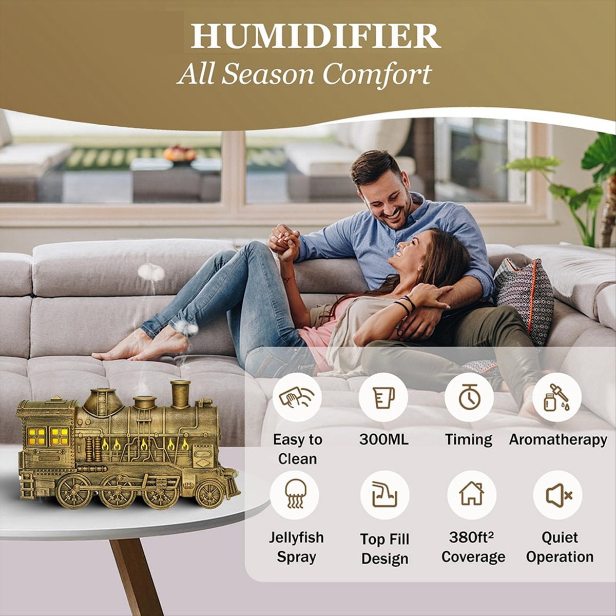 Remote Control Humidifier Train Diffusers for Essential Oils Aroma Diffuser for Bedroom Home US Plug