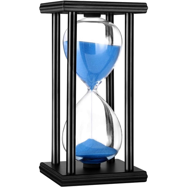 Temporizador de arena con forma de reloj de arena atemporal, aspecto elegante que cultiva el sentido del tiempo, madera, 30/45/60 minutos de concentración y productividad para uso en estudios y