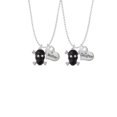 thumbnail image 2 of Delight Jewelry Silvertone Large Black Resin Skull with AB Crystals Mother & Daughter Heart Necklaces (Set of 2), 19"+2", 2 of 4
