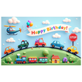 thumbnail image 2 of Yatrandify Colorful Cars Birthday Banner Helicopter Happy Background Celebration for Kids Party Event Decor, 2 of 8