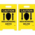 thumbnail image 1 of Nmc Fs6 Caution Men Working Above Letrero Con Gráfico: 12 Pulgadas X 19 Pulgadas Letrero De Piso De Doble Cara De Plástico Corrugado Con Negro Sobre Amarillo, 1 of 2