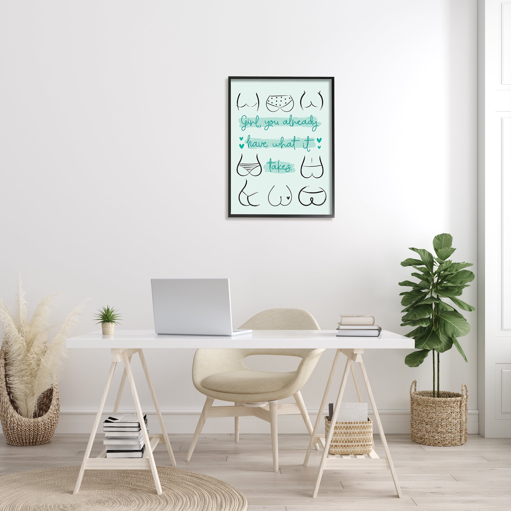 Stupell Home Décor Industries You Have What It Takes Phrase Booty Positivity, 24 x 30, Designed by Ilis Aviles